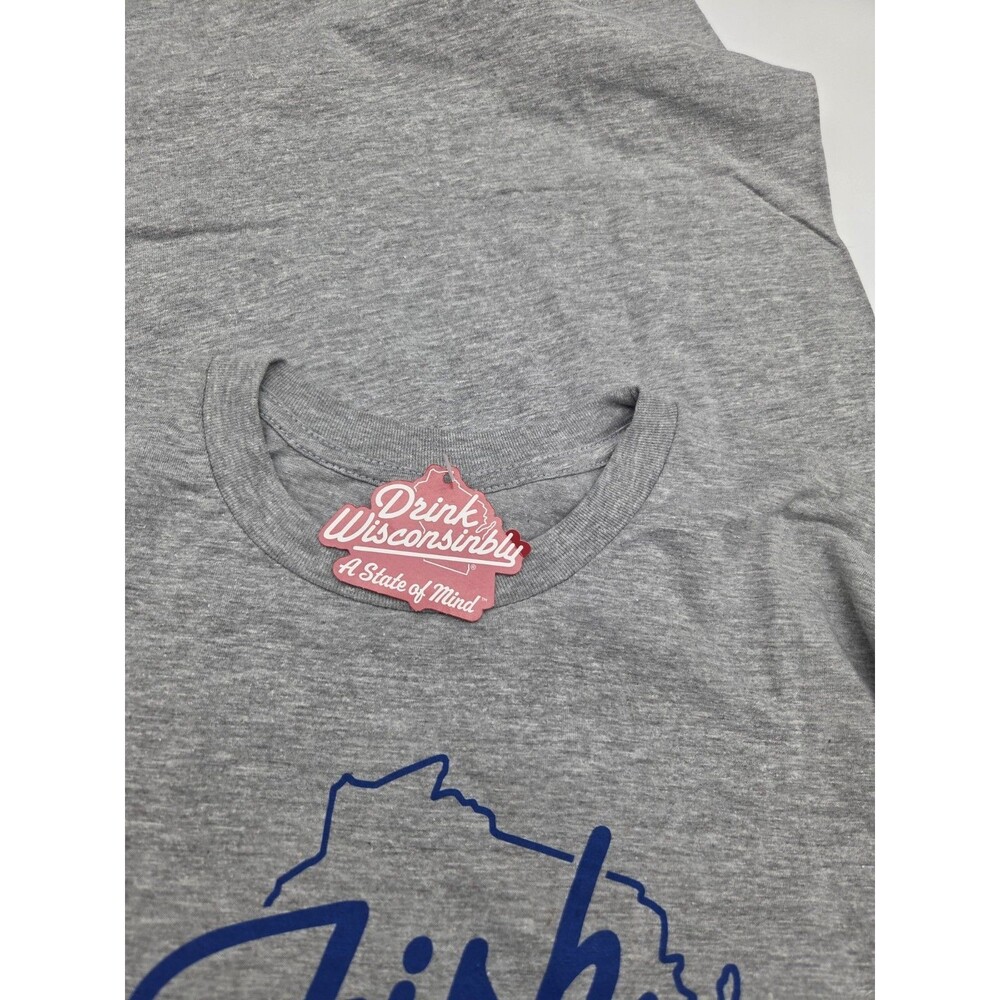 Fish Wisconsibly Humourous Wisconsin Fishing Gray T Shirt Size XL - Picture 12 of 13
